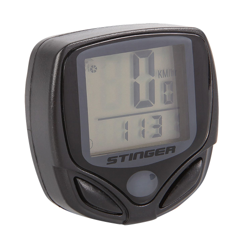 Велокомпьютер 14 функций. Проводной, черный.