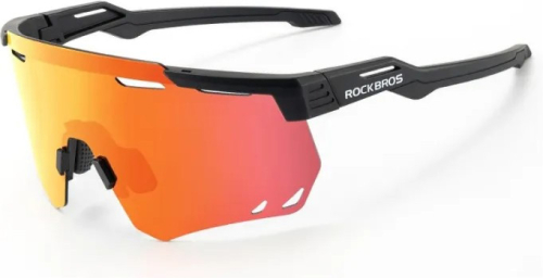 Очки велосипедные ROCKBROS, с поляризацией в черной оправе, с оранжевыми перфорированными линзами, RB_14110013006