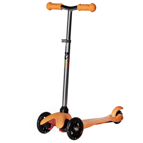 Самокат детский Novatrack Disco-kids Basic (2025) со светящимися колёсами, оранжевый