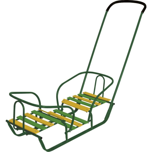 Санки СД/З2 /Ника/ д/двойняшек, спинка, толкатель, зеленый