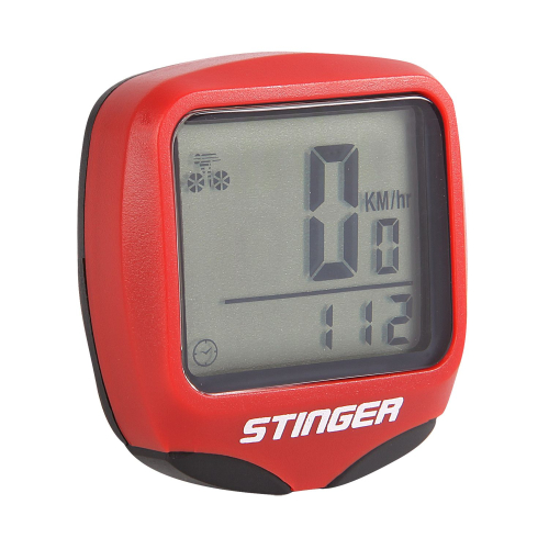 Велокомпьютер 15 функций. Проводной, подсветка, красный.