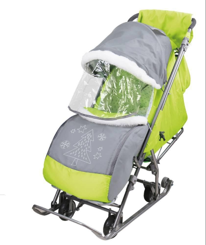 Санки-коляска комбинированная НИКА Наши детки 4-1, серо-лимонная