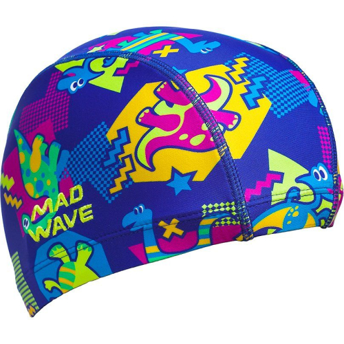 Шапочка юниорская текстильная Mad Wave Dinos, синий