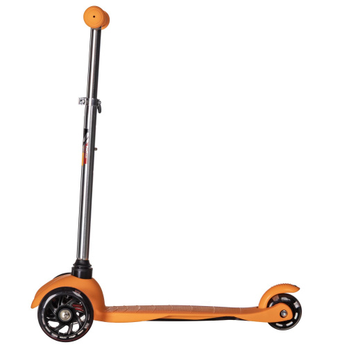 Самокат детский Novatrack Disco-kids Basic (2025) со светящимися колёсами, оранжевый