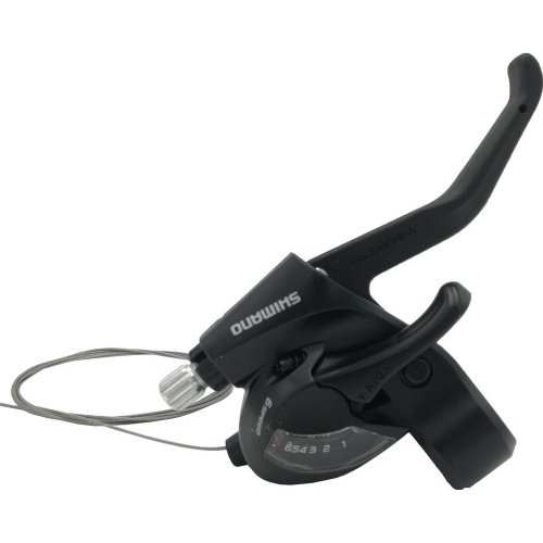 Шифтер Shimano Tourney ST-EF41-6R, 6 скоростей, правый, с ручкой тормоза V-Brake, 2-8121, черный