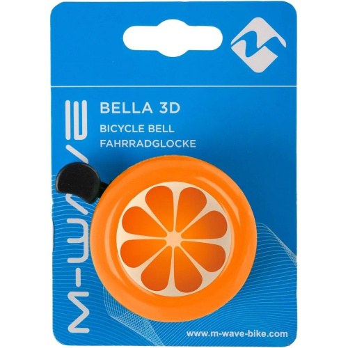 Звонок M-Wave Bella 3D "Orange", сталь/пластик, D=55мм, оранжевый (на блистере), 5-420139