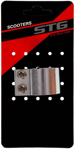 Зажим STG Х105187, 28.6 мм для рулей самокатов, с болтами, серебристый